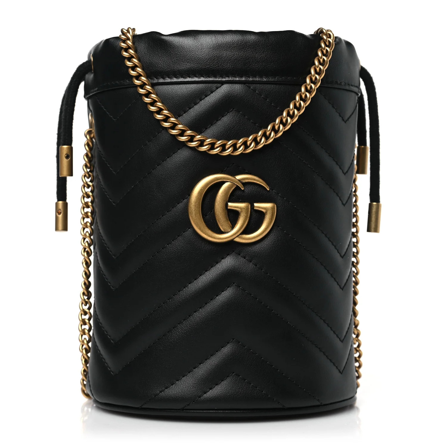 Calfskin Matelasse Mini GG Marmont 2.0 Bucket Bag Black | FASHIONPHILE (US)
