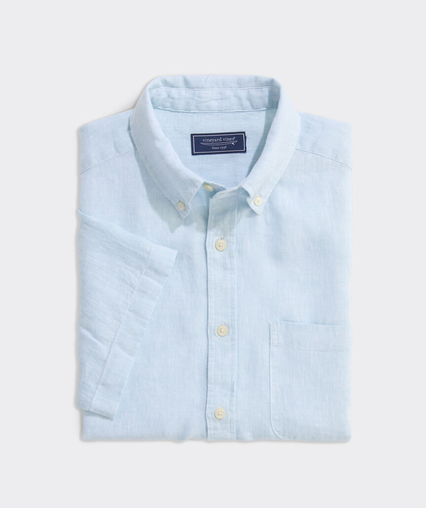 Surfside Solid Linen Short-Sleeve Shirt | vineyard vines