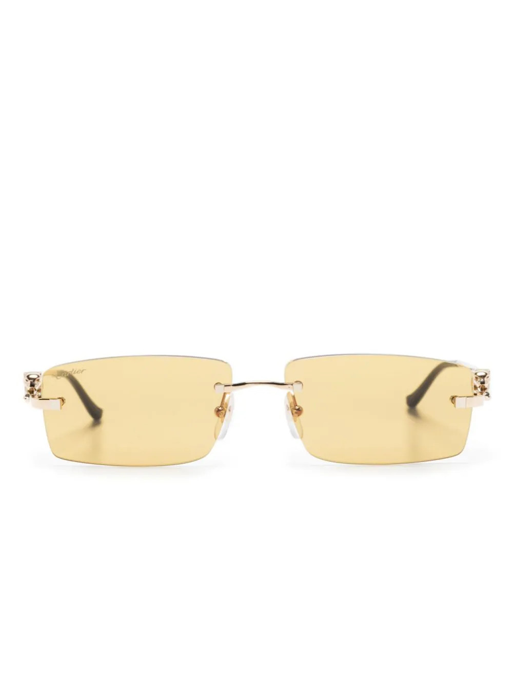 Cartier Eyewear Panther rectangle-frame sunglasses - Gold | Farfetch Global
