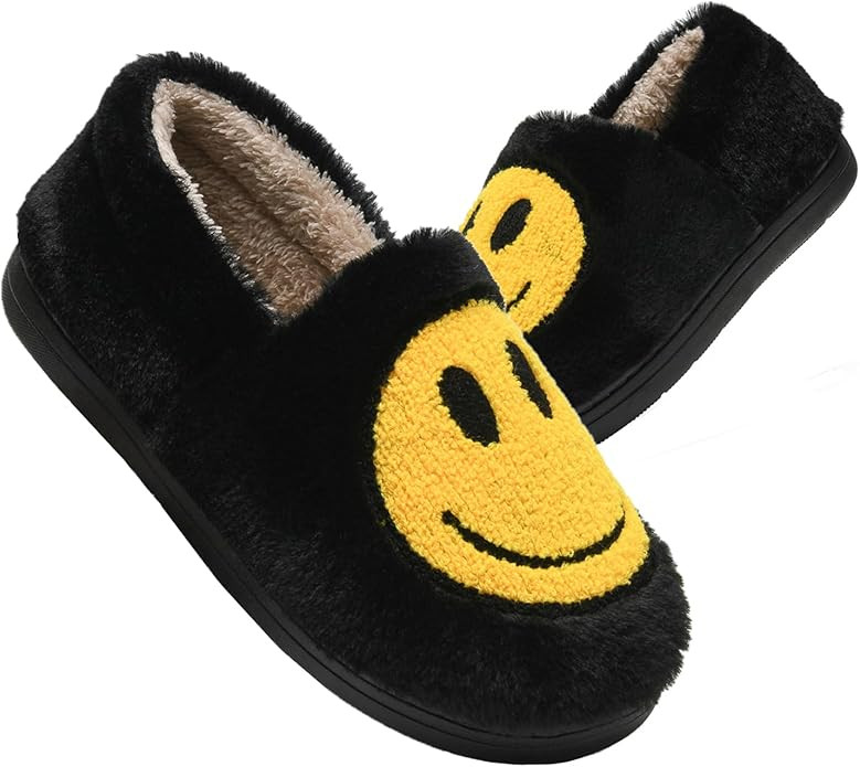 Kids Smile Face Slippers for Boys Girls, Cute Plush Fuzzy Toddler Infant Happy Face Slippers, Ind... | Amazon (US)