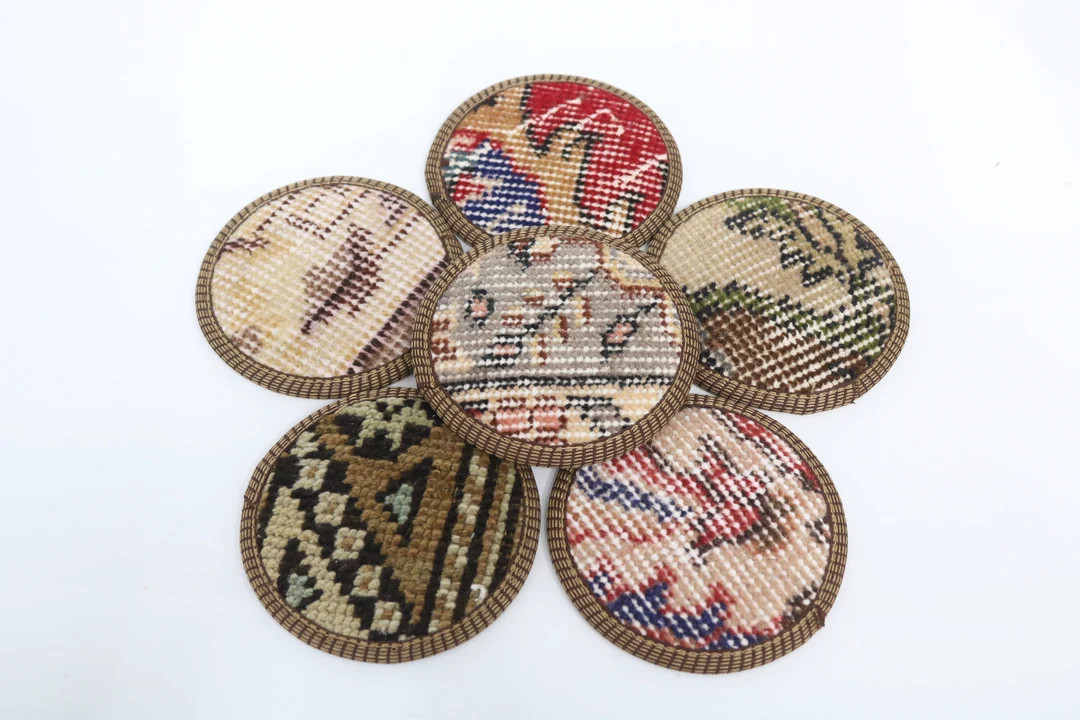 Round Coaster, Gift For Her, Coffee Cup Pad, Beige Pad, Rug Pad, Non Slip Pad, Unique Coaster, Ha... | Etsy (US)