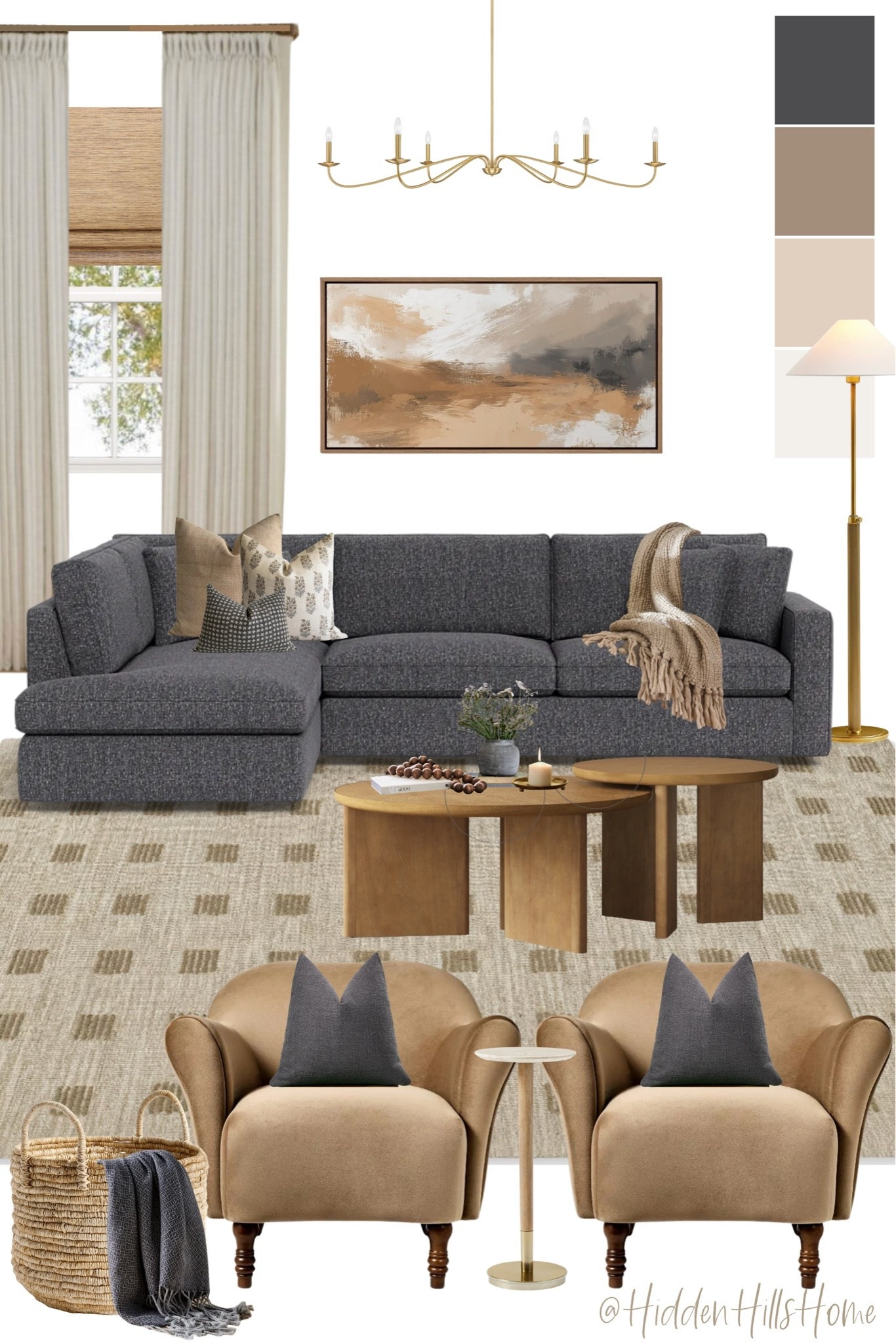 Living room decor mood board, living room design, home decor ideas, living room sectional sofa, home decor, living room rug, accent chairs #livingroom

#LTKHome #LTKSeasonal