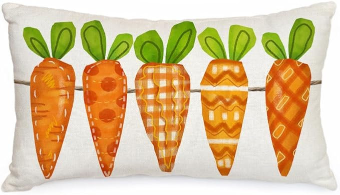AACORS Easter Pillow Cover 12X20 Inch Five Watercolor Carrots Decorations Holiday Farmhouse Sprin... | Amazon (US)