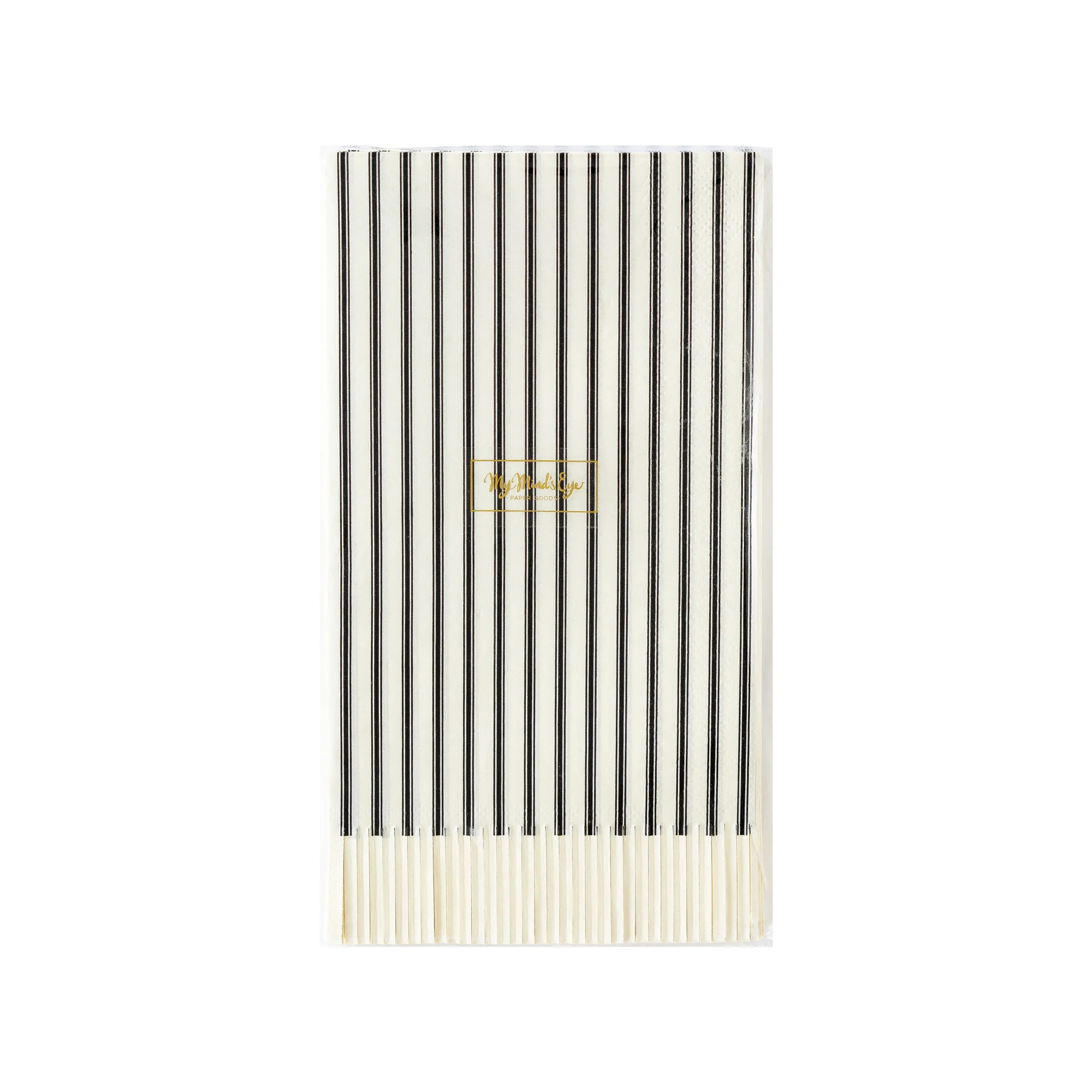 Salem Apothecary Black Ticking Fringe Dinner Napkins | My Mind's Eye