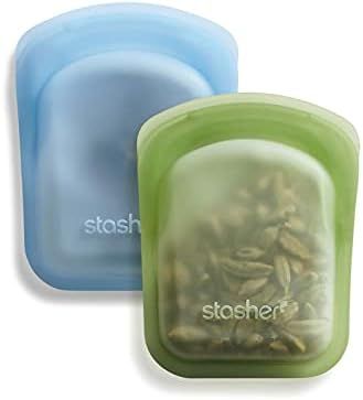 Stasher Platinum Silicone Food Grade Reusable Storage Bag, Green + Blue (Pocket Size, 2 Set) | Reduc | Amazon (US)