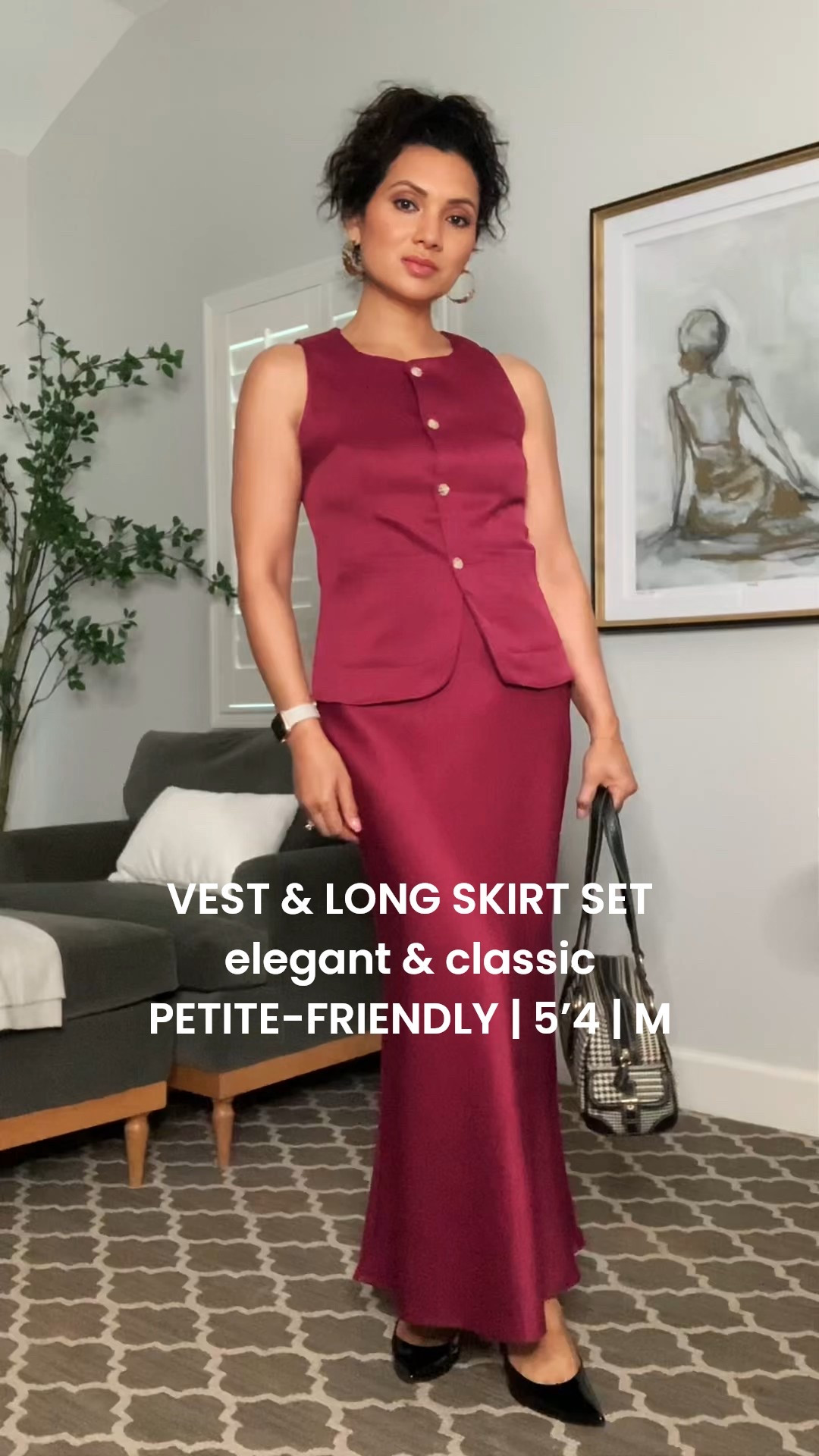 Showing up in style in this elegant vest and long skirt combo. It’s tailored so well. There’s a side zipper on the skirt. I am wearing a medium size and it’s available in 5 different colors. I am 5 foot 4 inches  

#LTKStyleTip #LTKU #LTKFindsUnder50