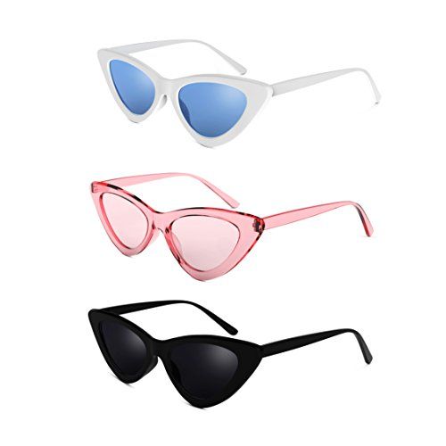 Cat Eye Clout Goggles Sunglasses Vintage Mod Style Retro Kurt Cobain Cateye Set White, Pink, Black | Amazon (US)