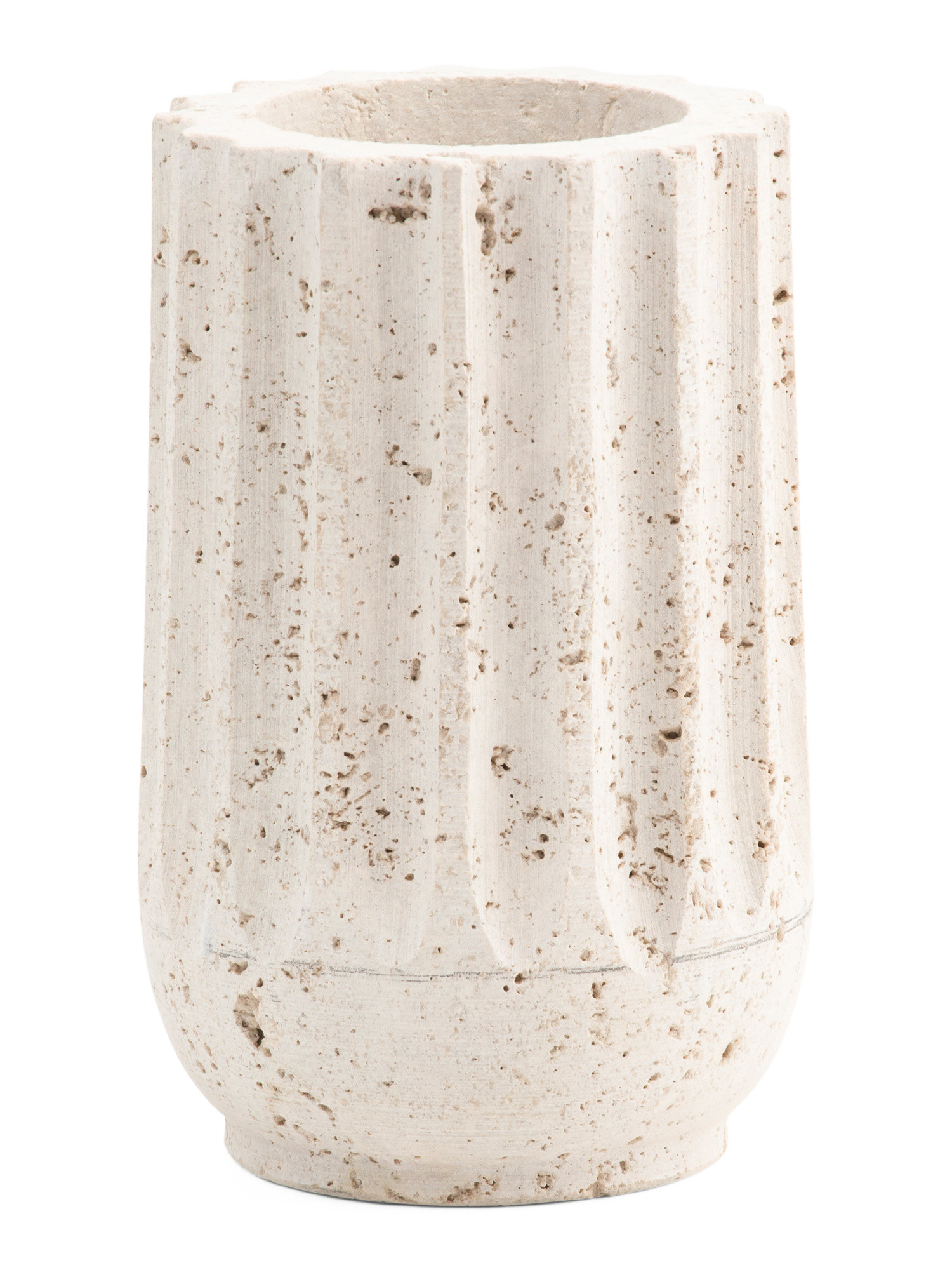 8in Fluted Travertine Stone Vase | TJ Maxx