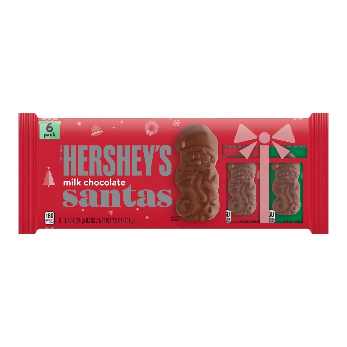 Hershey's Milk Chocolate Santas Holiday Candy - 6ct/1.2oz | Target