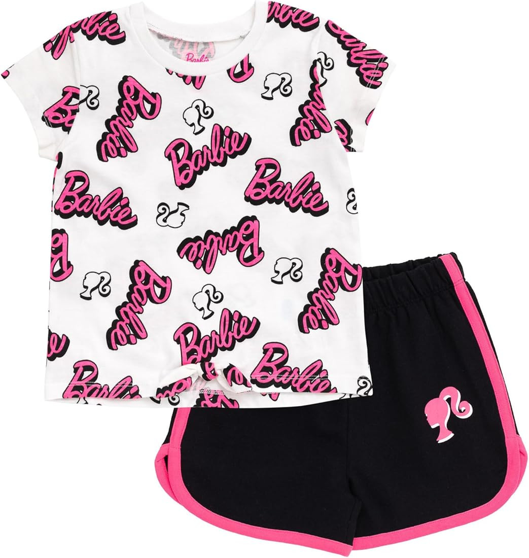 Barbie Girls T-Shirt and Dolphin Active Shorts Outfit Set Toddler to Big Kid | Amazon (US)