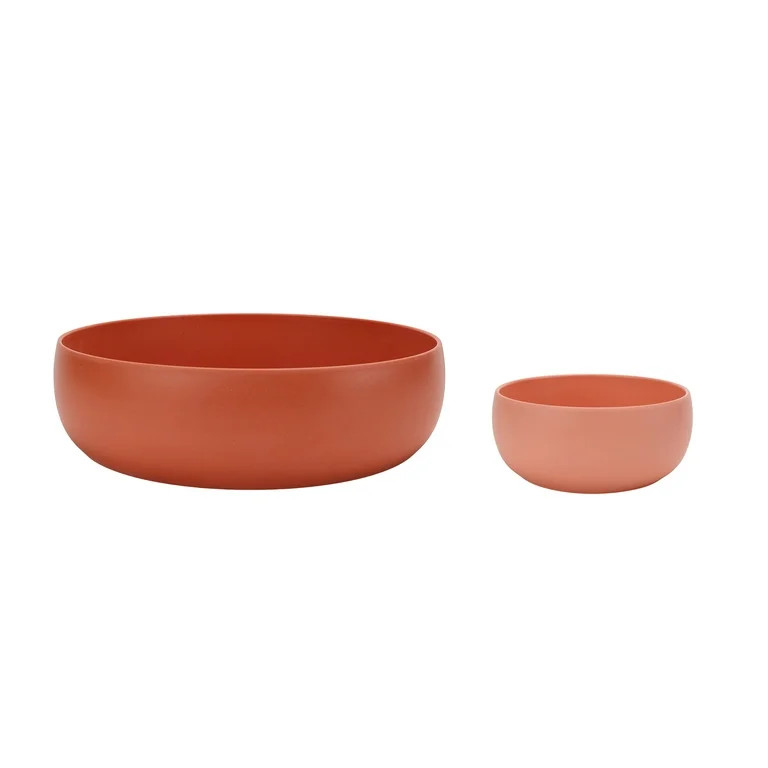 Mainstays by Becky G. & Alejandra Bamboo Melamine Serving Bowl & Dip Bowl, Orange | Walmart (US)