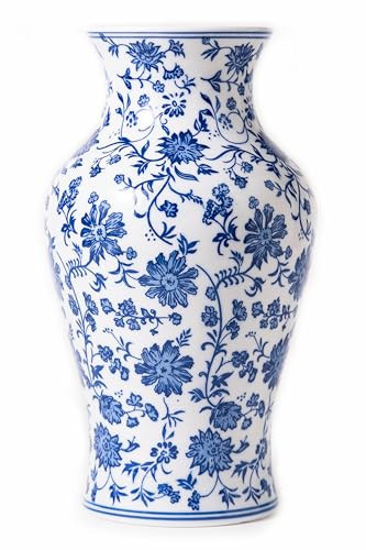 GaLouRo Blue and White Porcelain Décor, Blue and White Vase, Blue Vase, Chinoiserie Vase, Blue and White Ginger Jar Vase for Home Decor,Flower Vase,11" H | Amazon (US)