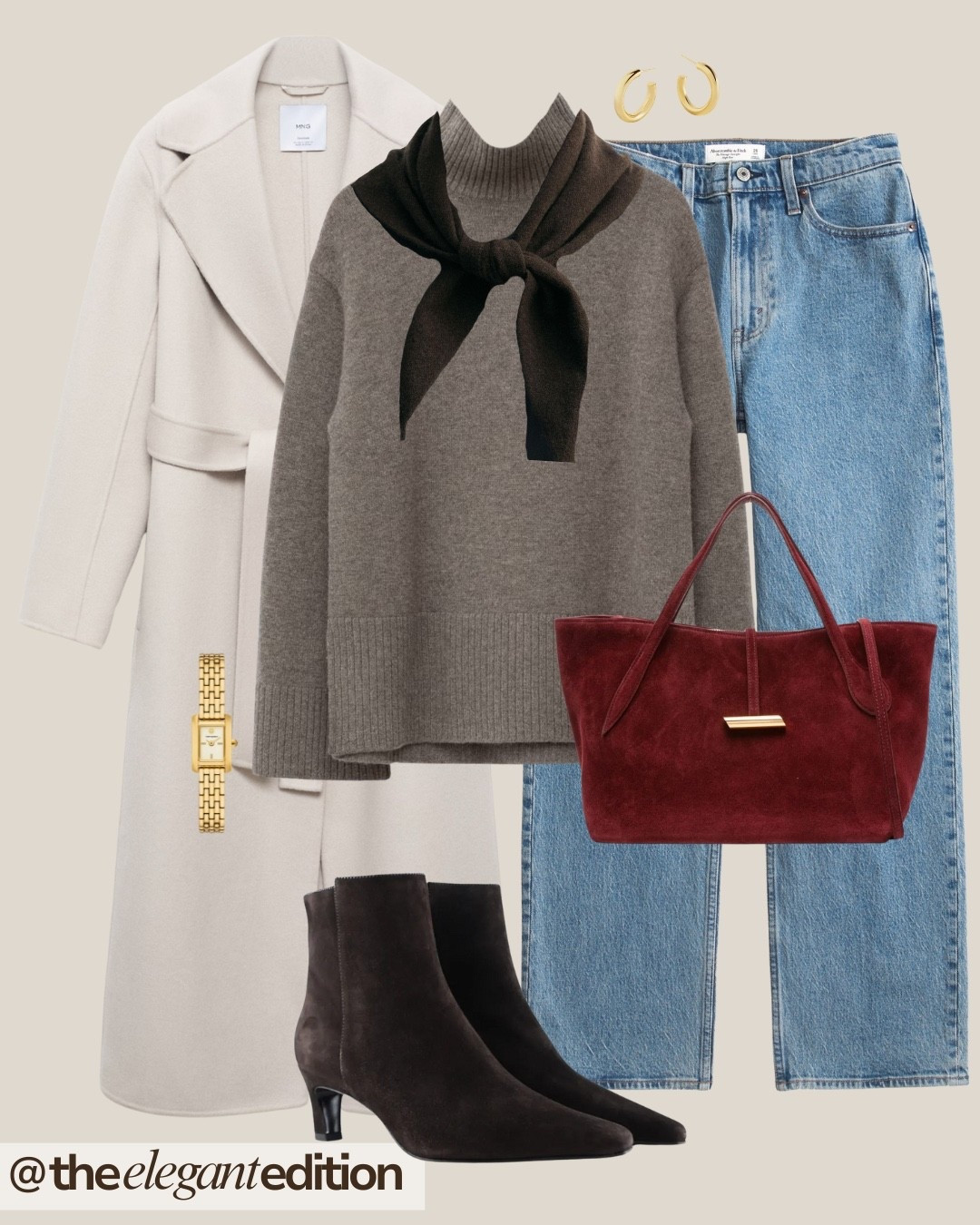 EFFORTLESS CASUAL CHIC🤍
cream wool coat grey turtleneck black scarf light wash jeans burgundy suede tote bag casual weekend style elegant everyday look comfortable chic minimalist outfit neutral tones relaxed sophistication women's fashion city break capsule wardrobe winter basics inspo

#LTKeurope #LTKstyletip #LTKwinter

#LTKeurope #LTKwinter #LTKstyletip
