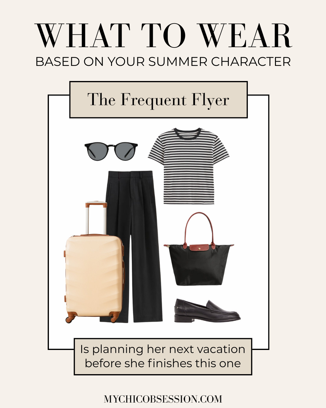 The frequent flyer is already planning her next trip before she finishes the one she's on! Dress comfy and chic for your next flight with a pair of tailored black pants from Everlane, a classic striped tee, and a pair of loafers (easy to slip on and off for security if needed). Finish the look with your go-to luggage and a pair of sunglasses. 

 #LTKSeasonal #LTKStyleTip #LTKTravel