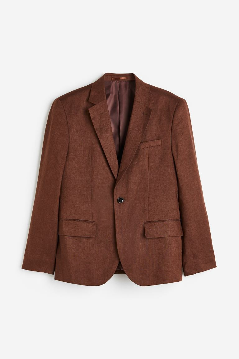 Giacca in lino Regular Fit - Marrone - UOMO | H&M IT | H&M (FR, IT, ES, PT, BE)