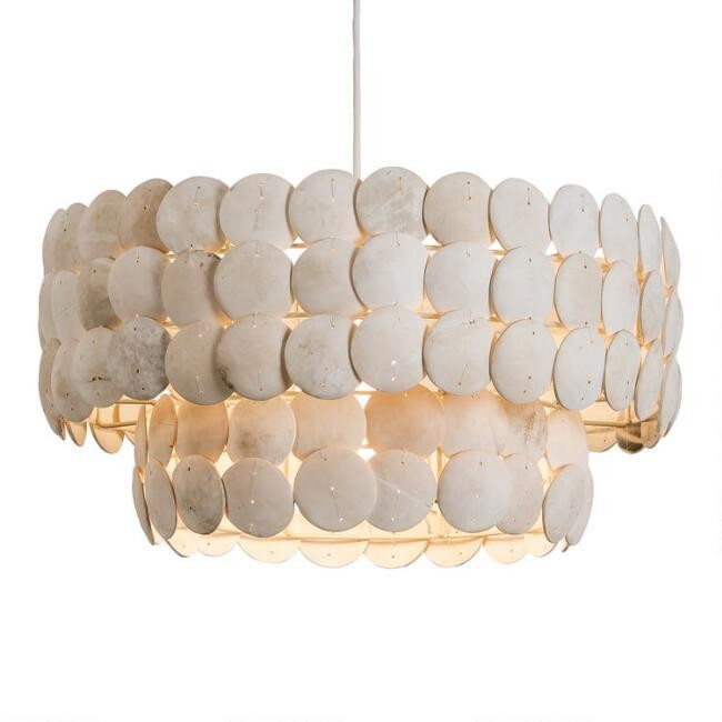 White Coconut Shell Two Tier Alana Pendant Lamp | World Market