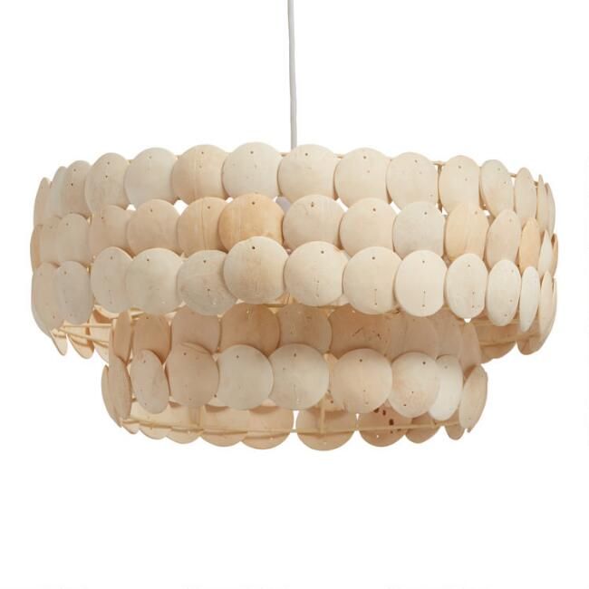 White Coconut Shell Two Tier Alana Pendant Lamp | World Market