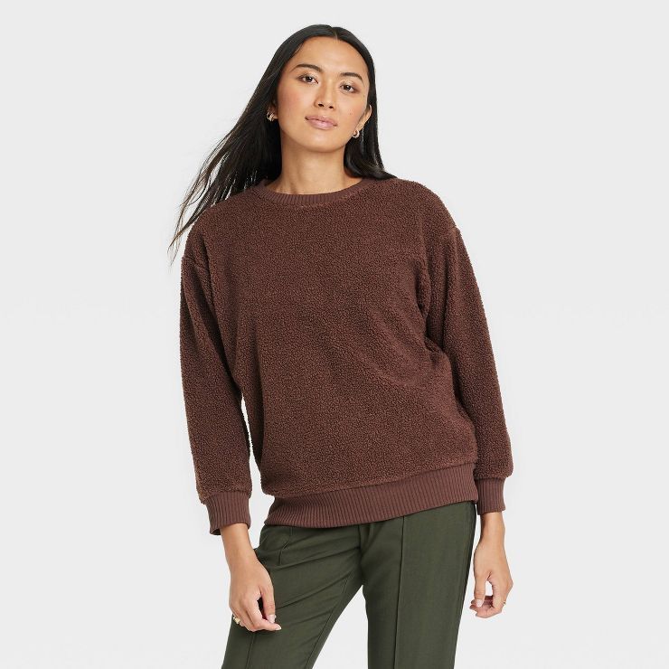 Women's Faux Shearling Pullover Sweatshirt - A New Day™ | Target