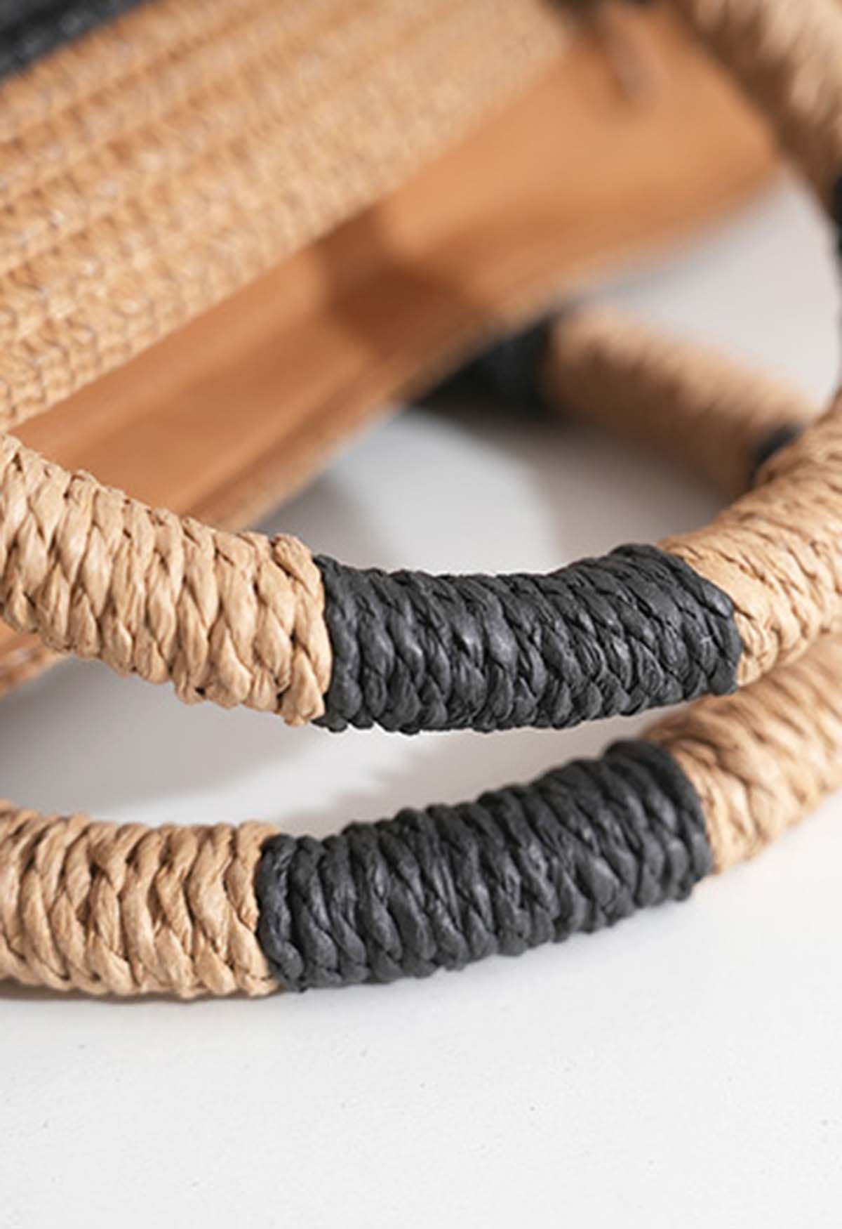 Round Handle Striped Woven Straw Bag | Chicwish