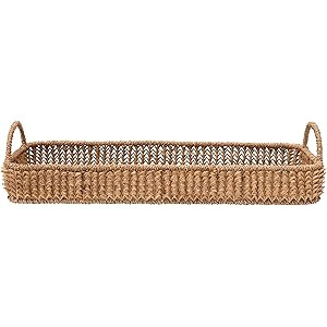 Creative Co-Op Decorative Hand-Woven Buri Palm Handles, Natural Tray, Brown | Amazon (US)