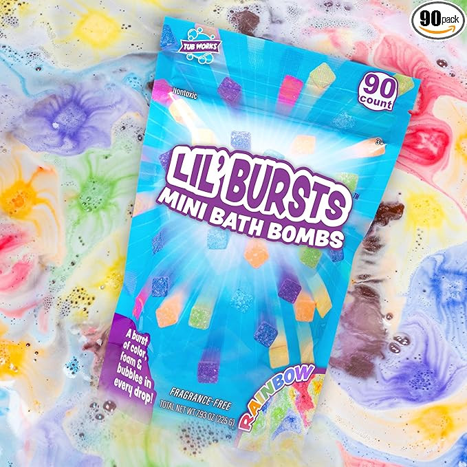 Tub Works® Lil' Bursts™ Mini Bath Bombs for Kids, 90 Count, Rainbow | Nontoxic | Tiny Kids Bat... | Amazon (US)