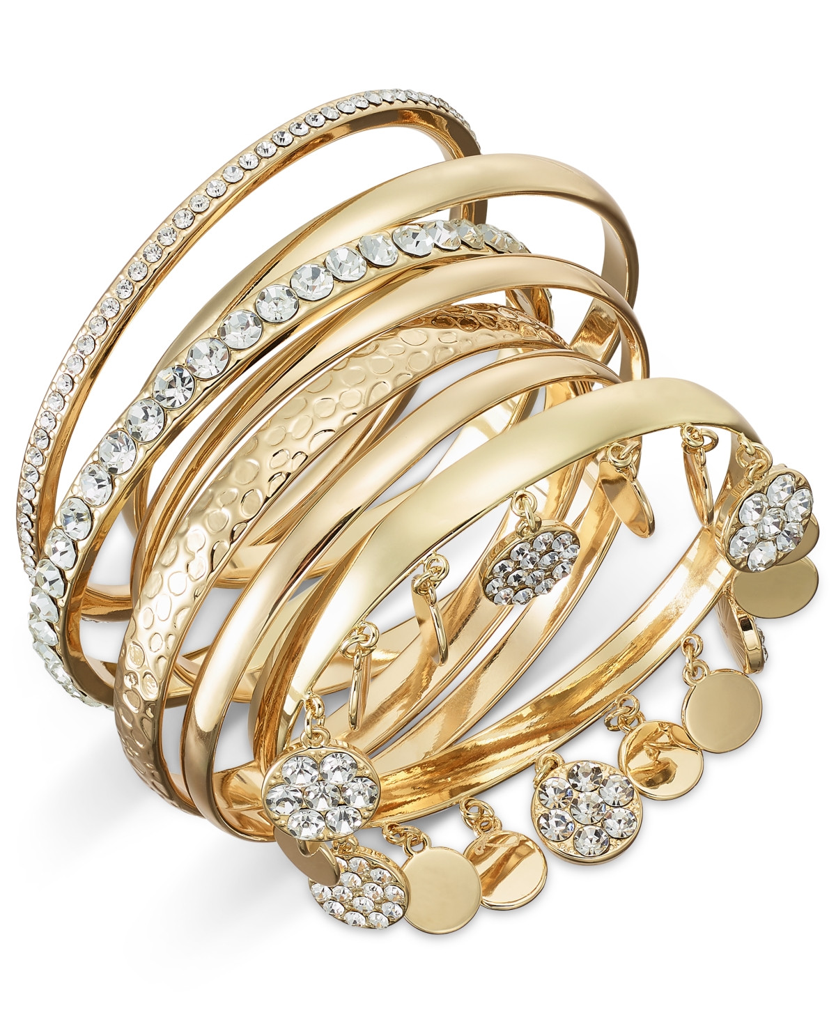 I.n.c. International Concepts Gold-Tone 7-Pc. Set Crystal Bangle Bracelets, Exclusively at Macy's... | Macy's