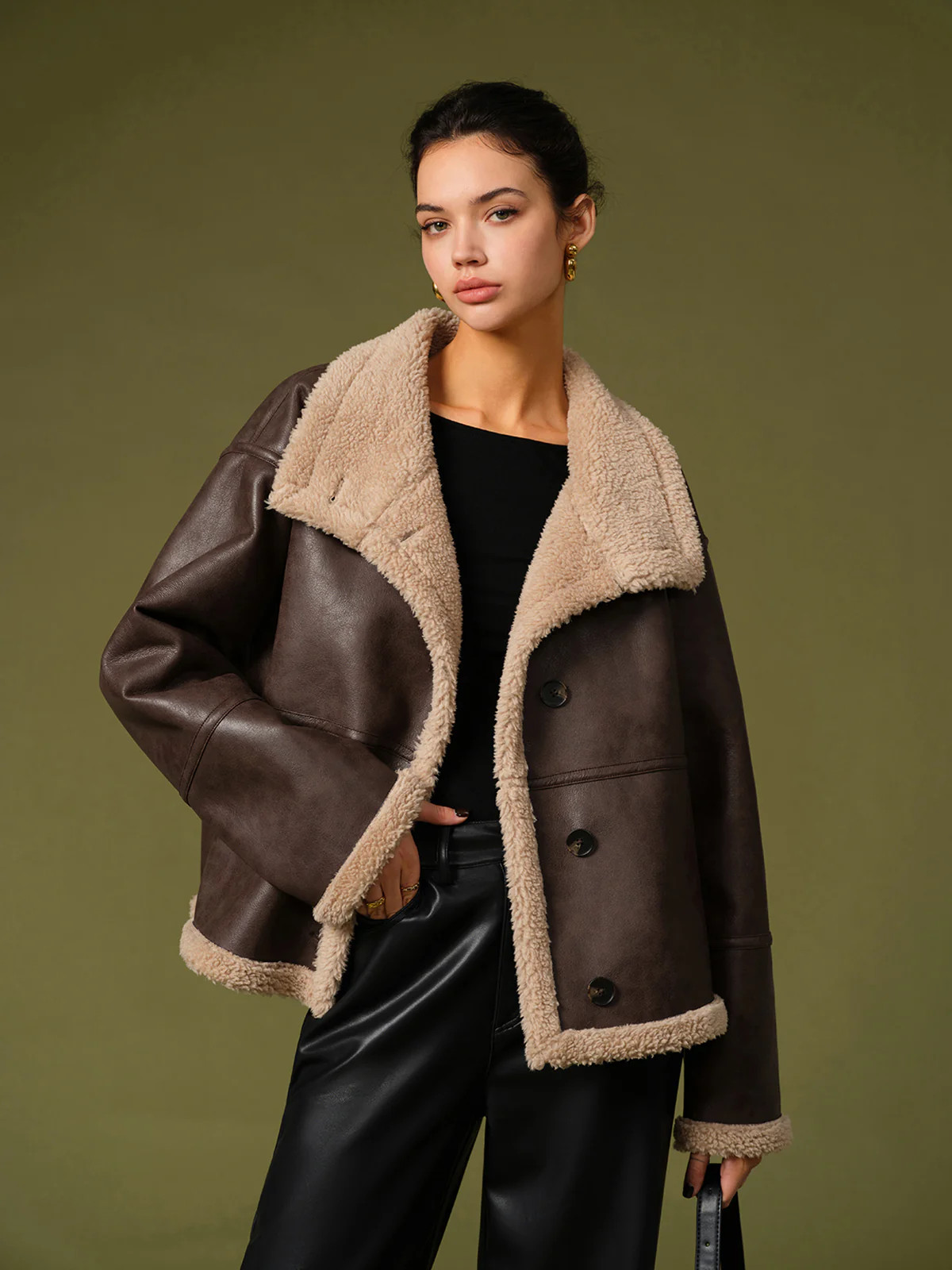 Fleecing PU Leather Warm Jackets | Commense