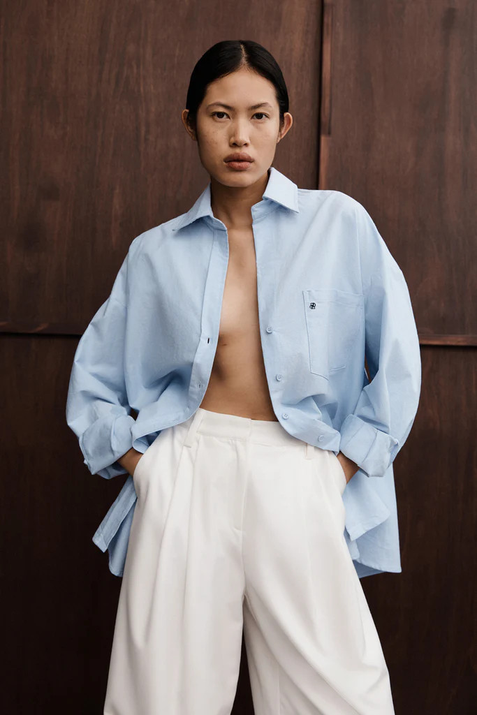 RHEA BLUE OVERSIZED COTTON SHIRT | DISSH