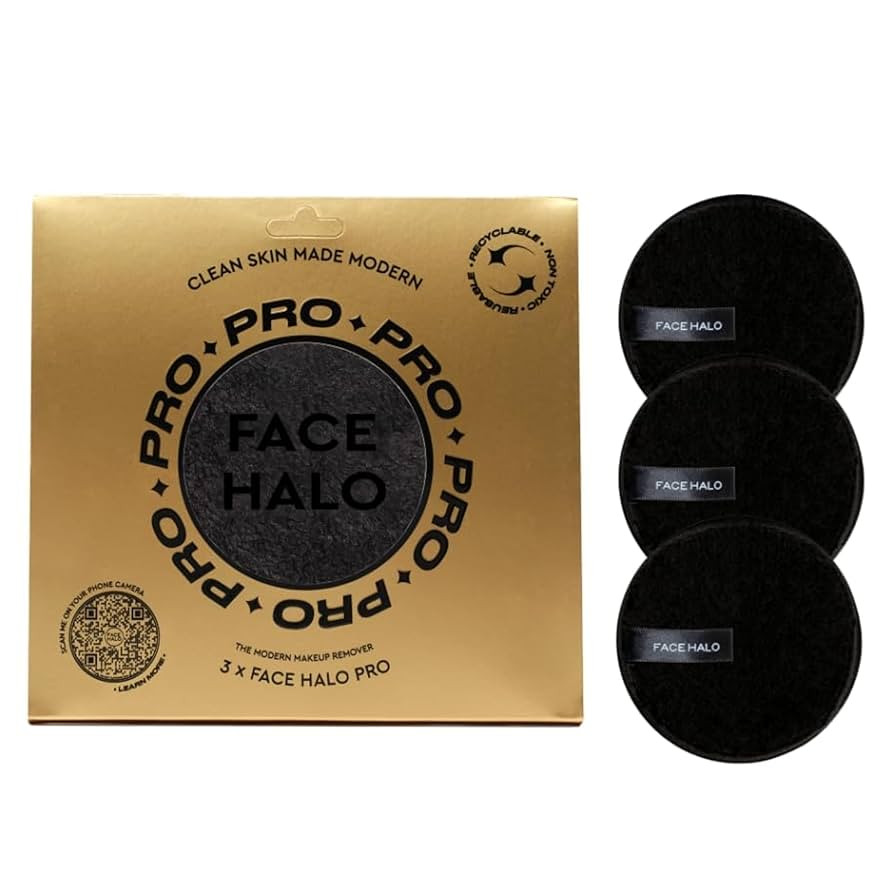 Face Halo Pro Makeup Remover, Eco-Friendly, Reusable, Vegan Friendly, Black, Set of 3 (Pack of 1) | Amazon (UK)