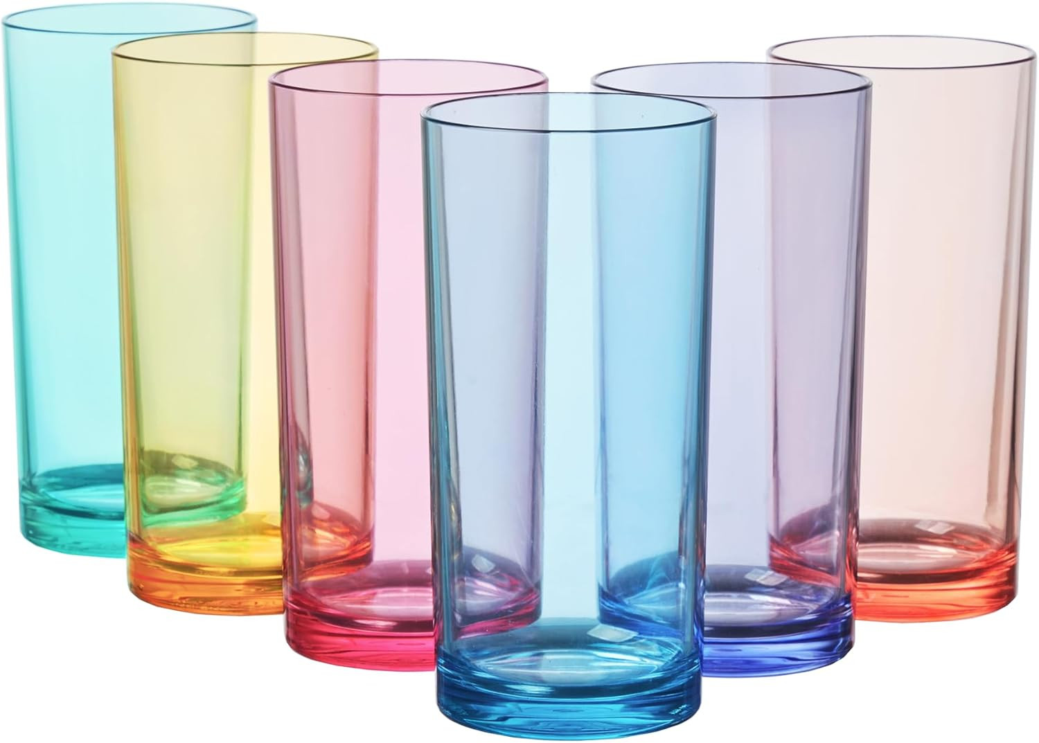US Acrylic Classic Plastic Reusable Drinking Glasses (Set of 6) 16oz Water Cups Assorted Colors |... | Amazon (US)