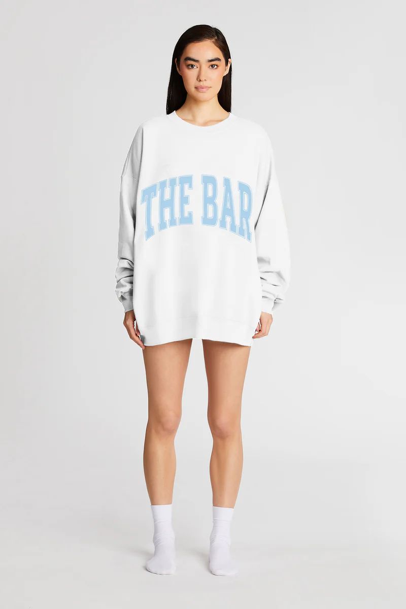 VARSITY SWEATSHIRT WHITE/BABY BLUE | The Bar