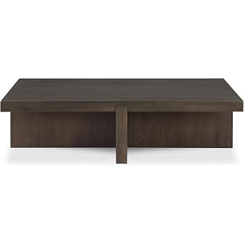 Kaida Coffee Table, Solid Oak Wood, Rectangular Shape, Dado Joinery, Dark Brown Finish | Amazon (US)