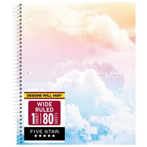 Five Star 1-Subject Wide-Ruled Notebook, Assorted Cloud Designs | CVS Health