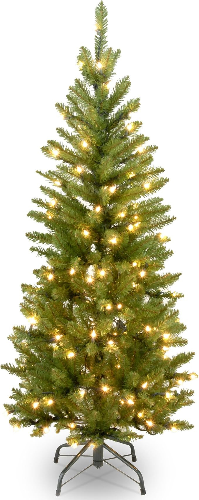 National Tree Company Artificial Pre-Lit Slim Christmas Tree, Green, Kingswood Fir, White Lights,... | Amazon (US)