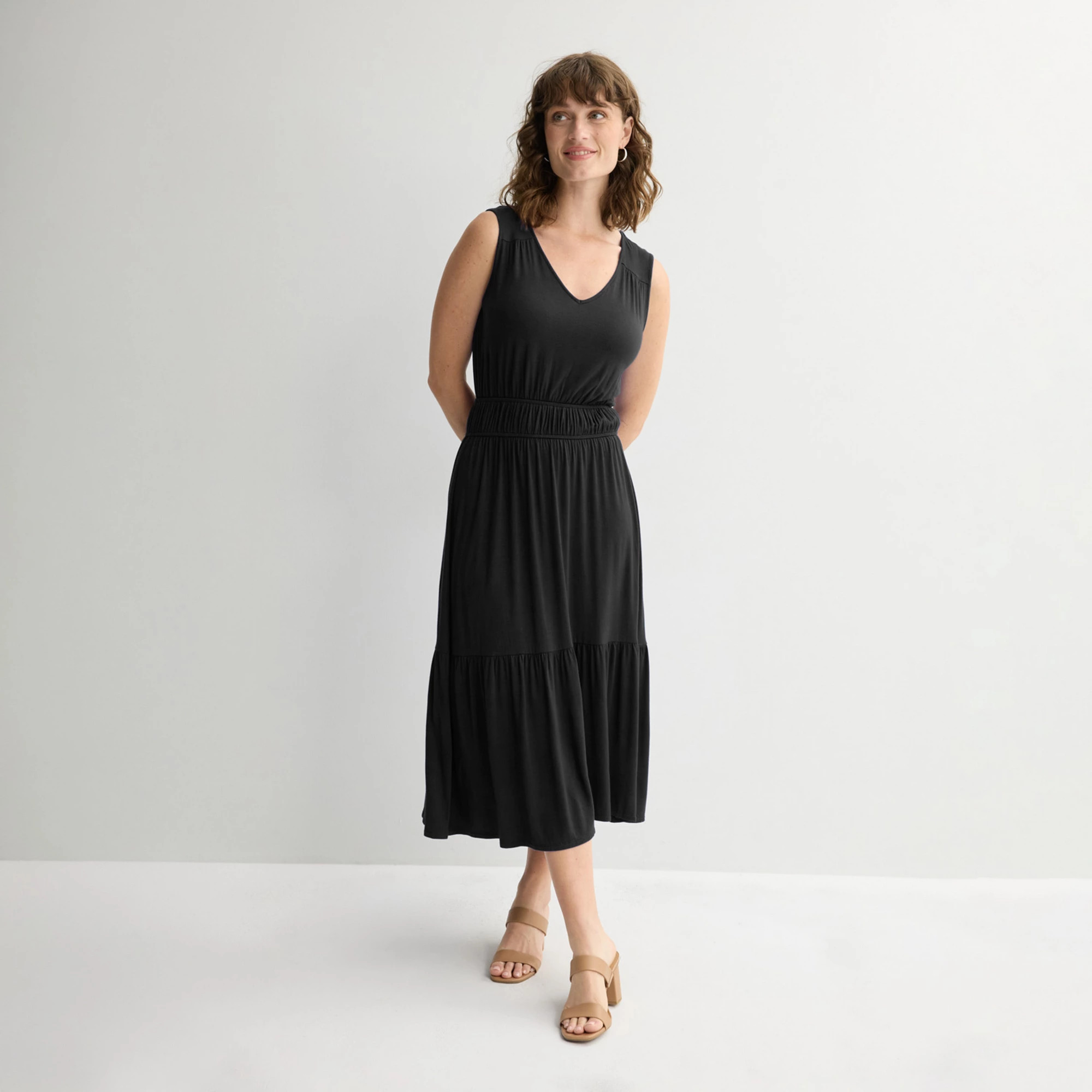 Women's Apt. 9® Shirred Waist Midi Dress, Size: Large, Green Floral Print | Kohl's