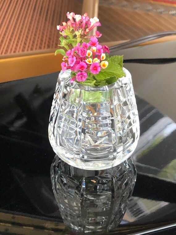 Small cut crystal vase, clear glass vase, bud vase, vintage glass, gift | Etsy (US)