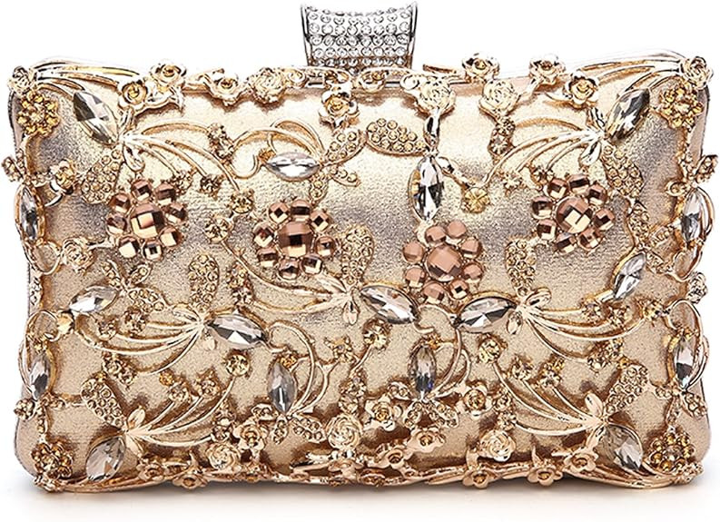 Womens Beaded Clutch Rhinestone Evening Bag Wedding Bridal Prom Purse. | Amazon (US)