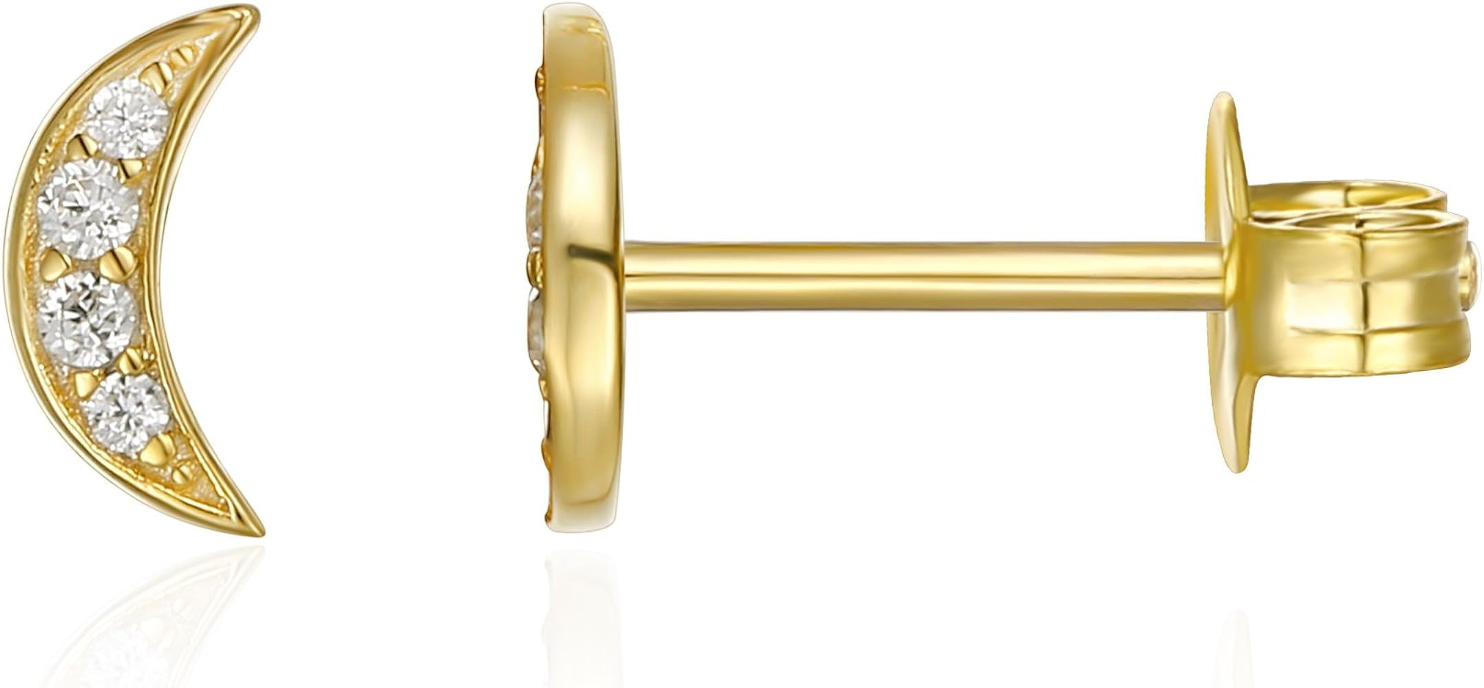 PAVOI 14K Gold Plated Sterling Silver Celestial Lightning Bolt, Moon and Star Earrings | Dainty E... | Amazon (US)