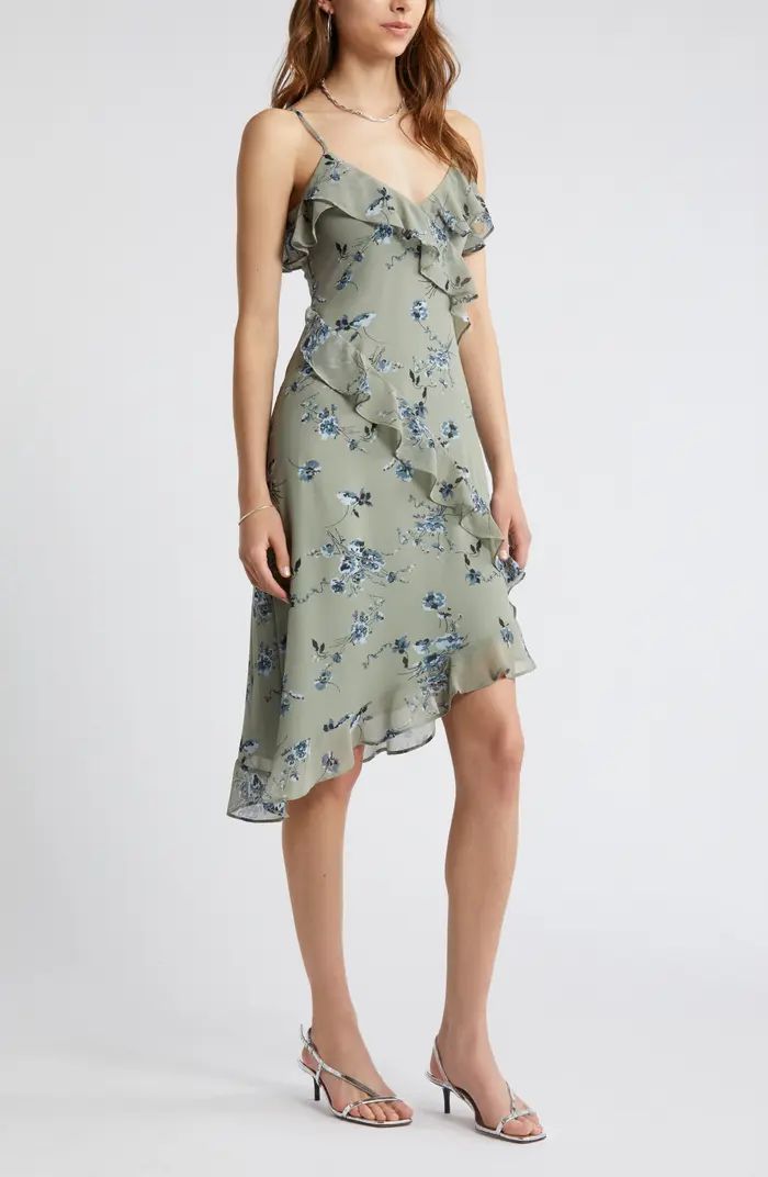 Open Edit Floral Print Ruffle Chiffon Dress | Nordstrom | Nordstrom