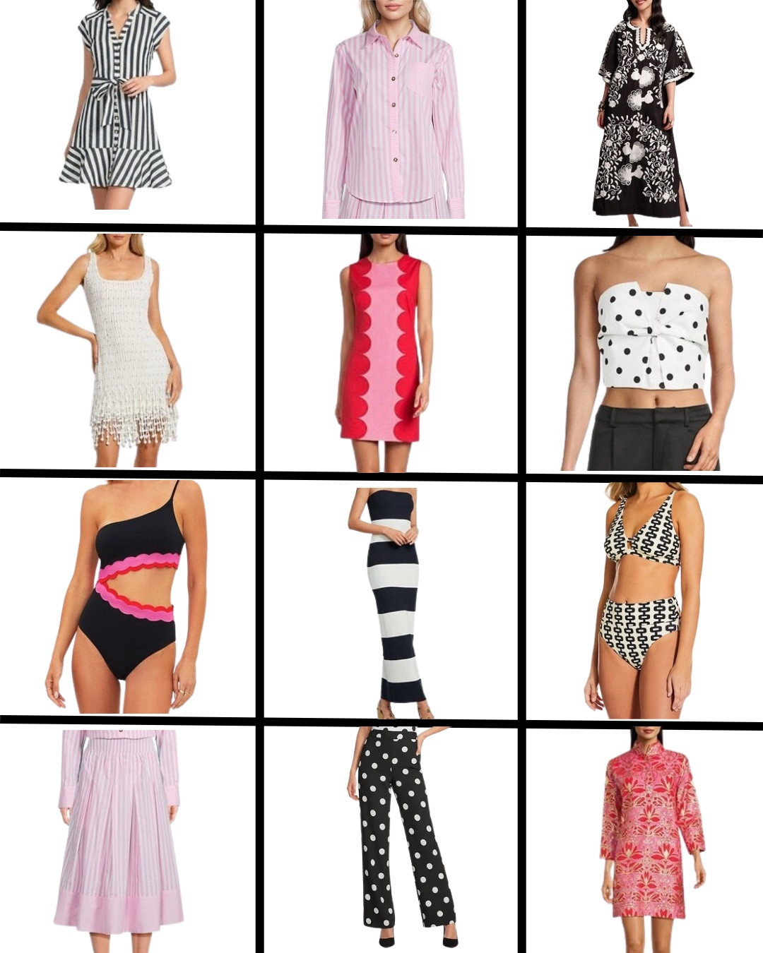 Fun and bold graphic picks in pink, black and white for spring. Dots, scallops and stripes are the perfect patterns for a preppy and fun warm weather look.

#LTKSeasonal #LTKstyletip #LTKswim