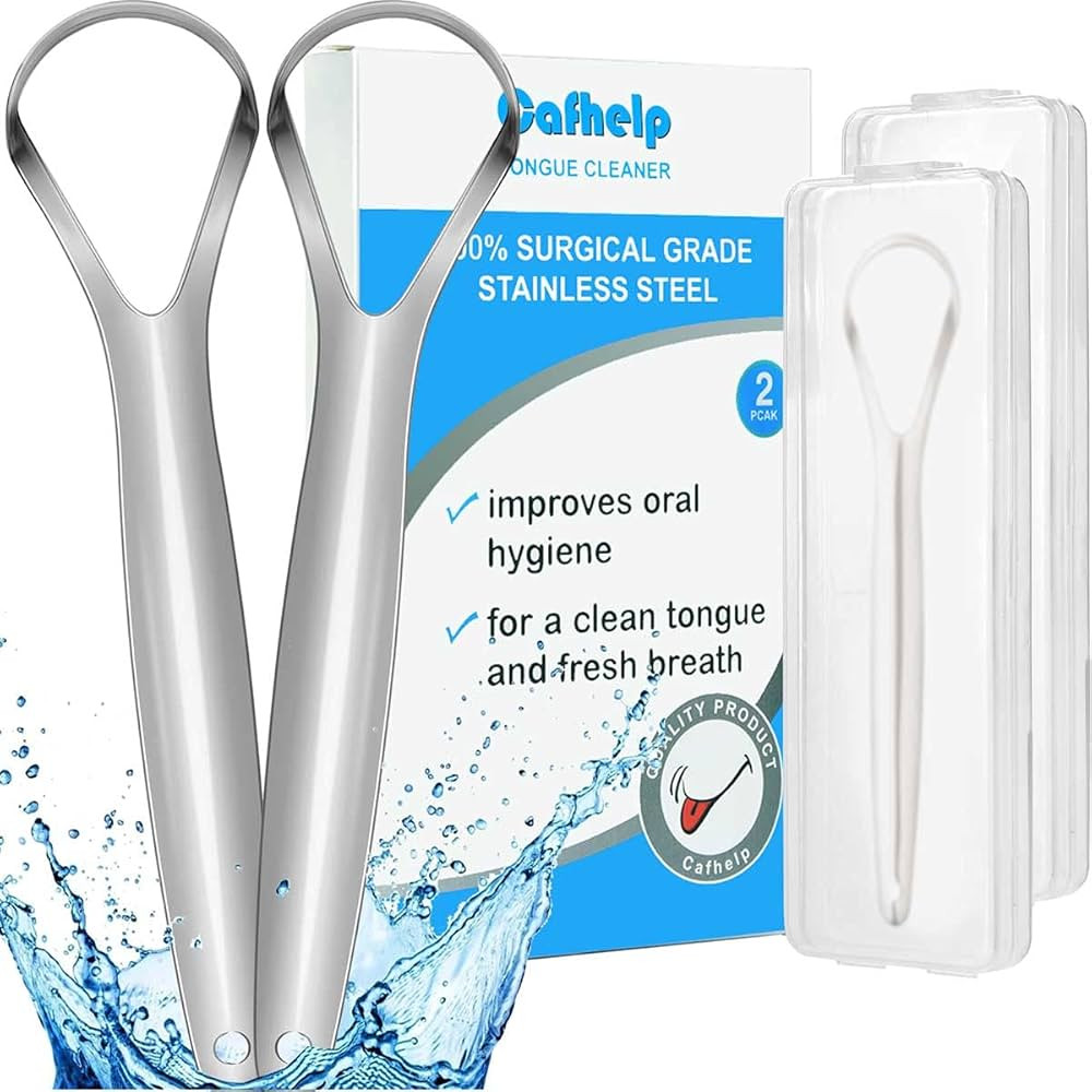 2-Pack Tongue Scraper, 100% 304 Surgical Stainless Steel Tongue Cleaner for Both Adults and Kids,... | Amazon (US)