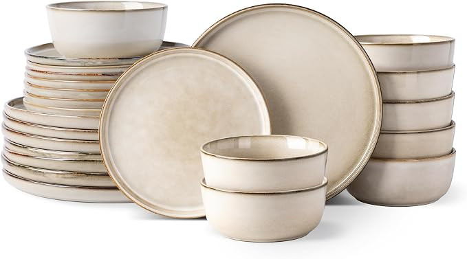 GBHOME Dinnerware Sets for 8, 24 Pieces Ceramic Plates and Bowls Set | Amazon (US)