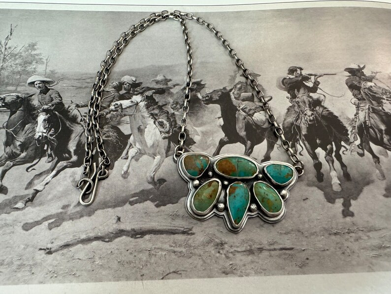 Turquoise Cluster Necklace Silversmith Metalsmith Jewelry - Etsy | Etsy (US)