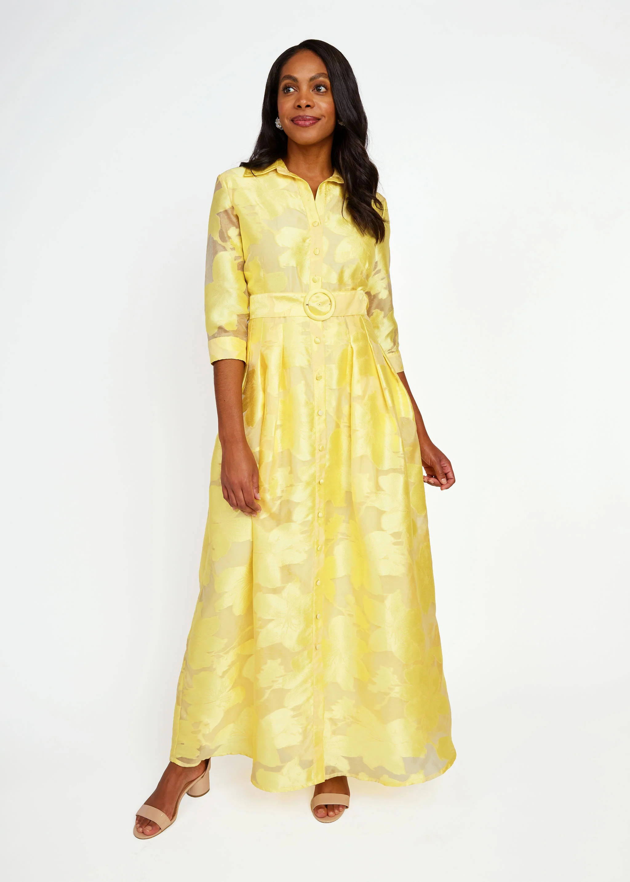 Cecilia Gown Yellow Azalea Organza | Abbey Glass