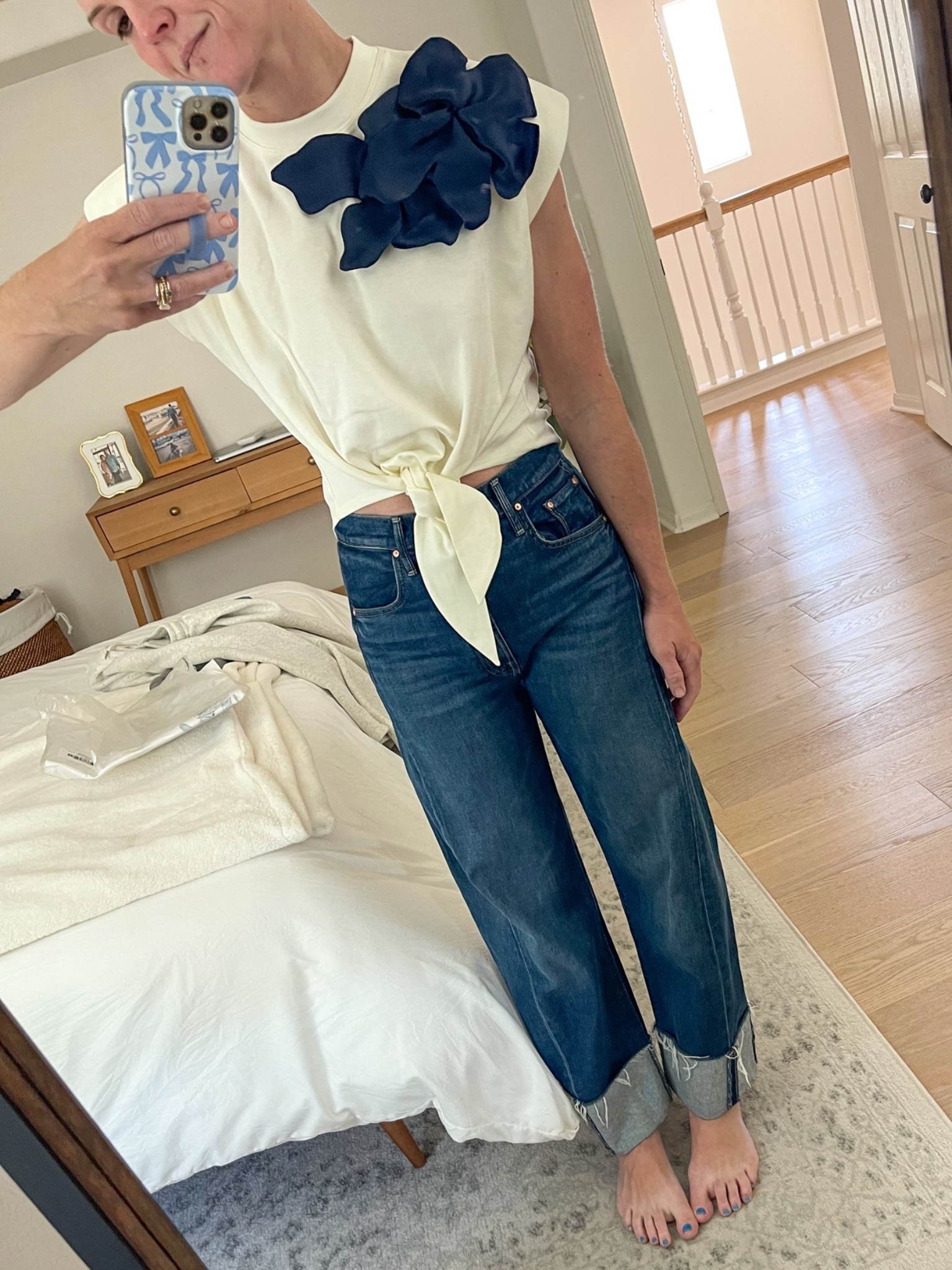 A top I thought was made for me but it’s just a little too architectural for my style. It’s EXCELLENT quality and a heavy cotton material. Fits TTS, I’m wearing a 4.

#LTKSeasonal