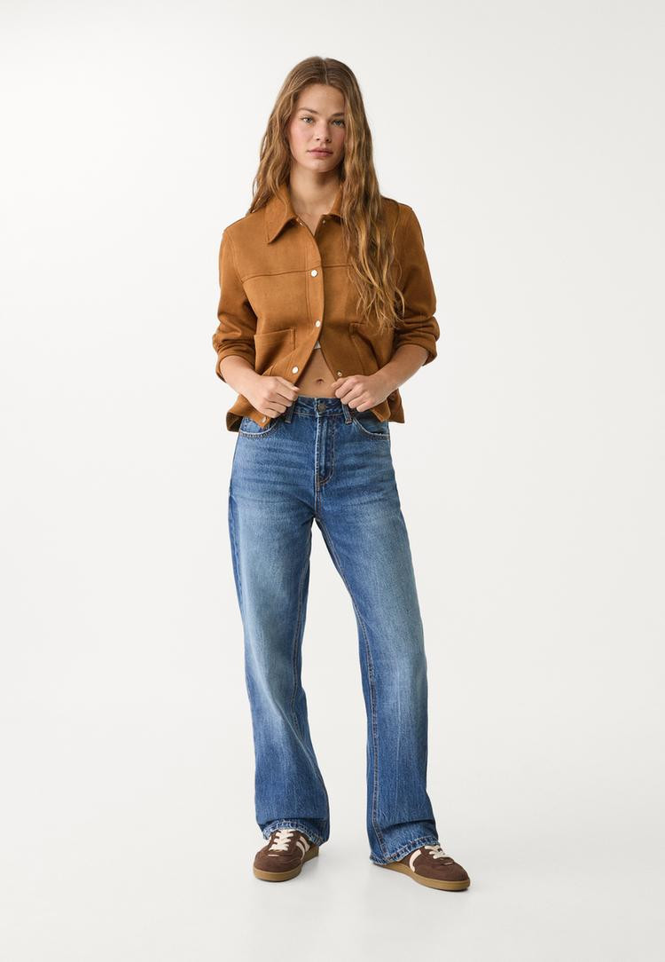 D92 straight wide-leg jeans - Women's Jeans | Stradivarius United Kingdom | Stradivarius (UK)