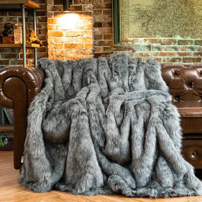 Faux Fur Throw Blanket with Artificial Mink Backing | Wayfair North America