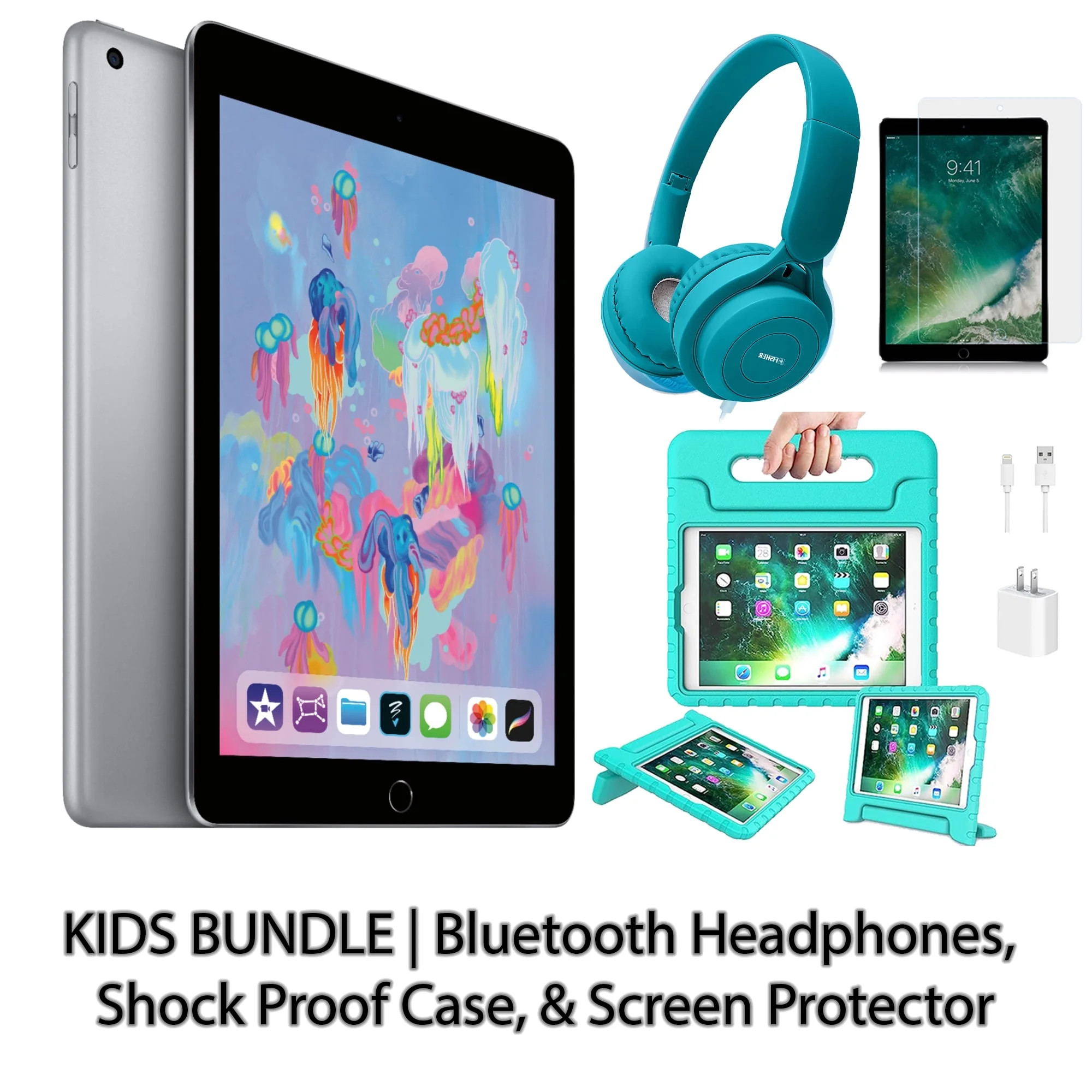 Restored Apple iPad 6 9.7" 32GB Space Gray (Wifi) Bundle: Kids Bundle Bluetooth Headphones, Shock... | Walmart (US)