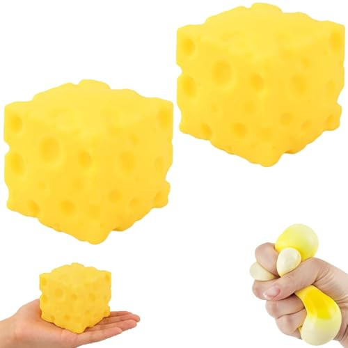 Yellow Cheese Squishy Slow Rising , Soft Sensory Stress Relief Toy for Adults, Palm-Sized Novelty Food Theme Squeeze Block, Rebounding Fidget Toy for Relaxation, Party Favor Gift （2PCS | Amazon (US)