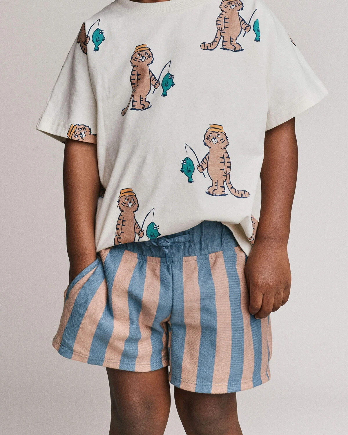 Toddler Boy Long-Line Shorts in Stripes - Slate Blue/Brown - Otter Avenue | Carter's | Carter's Inc